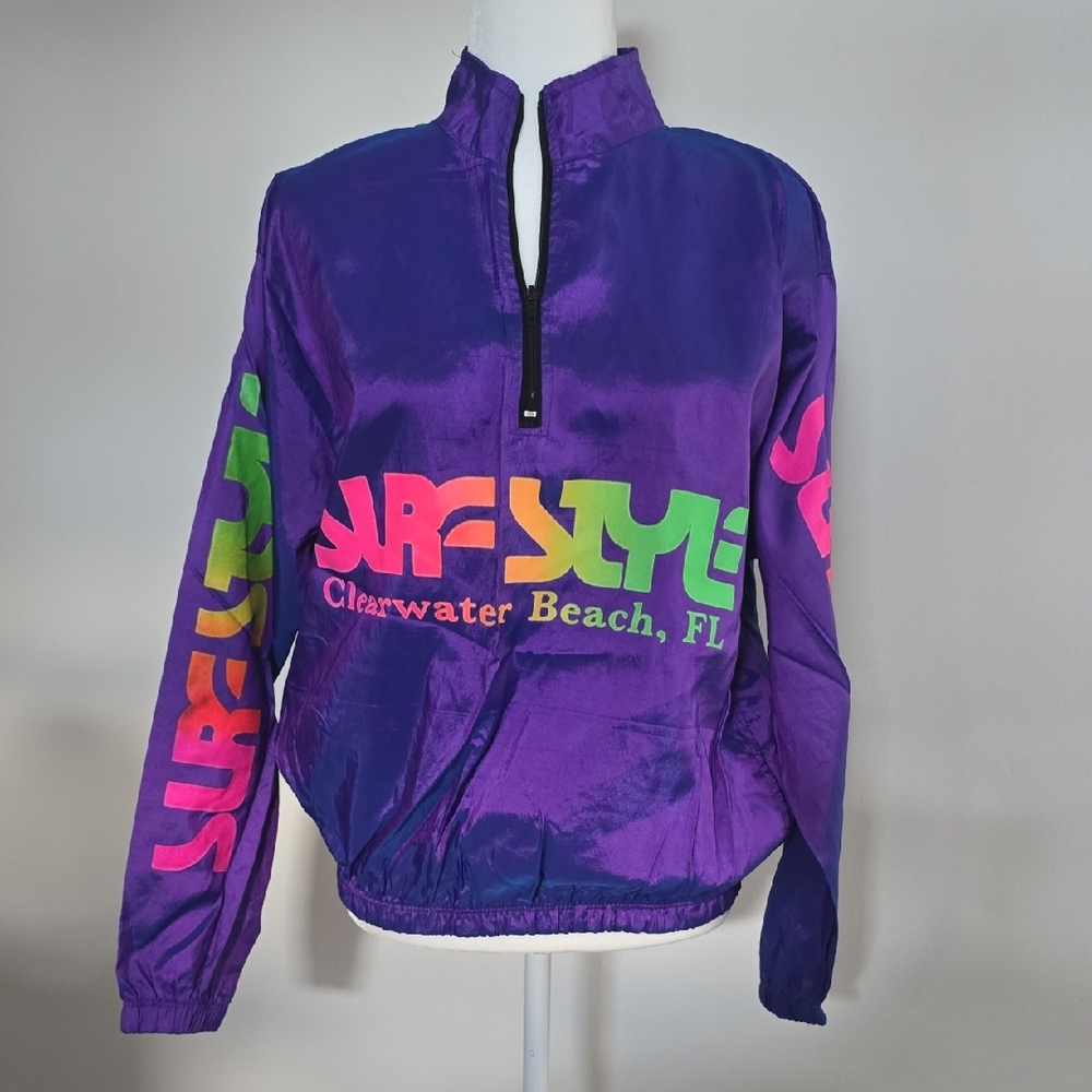 Retro Surf Style Purple Windbreaker Jacket Vintage 80s 90s